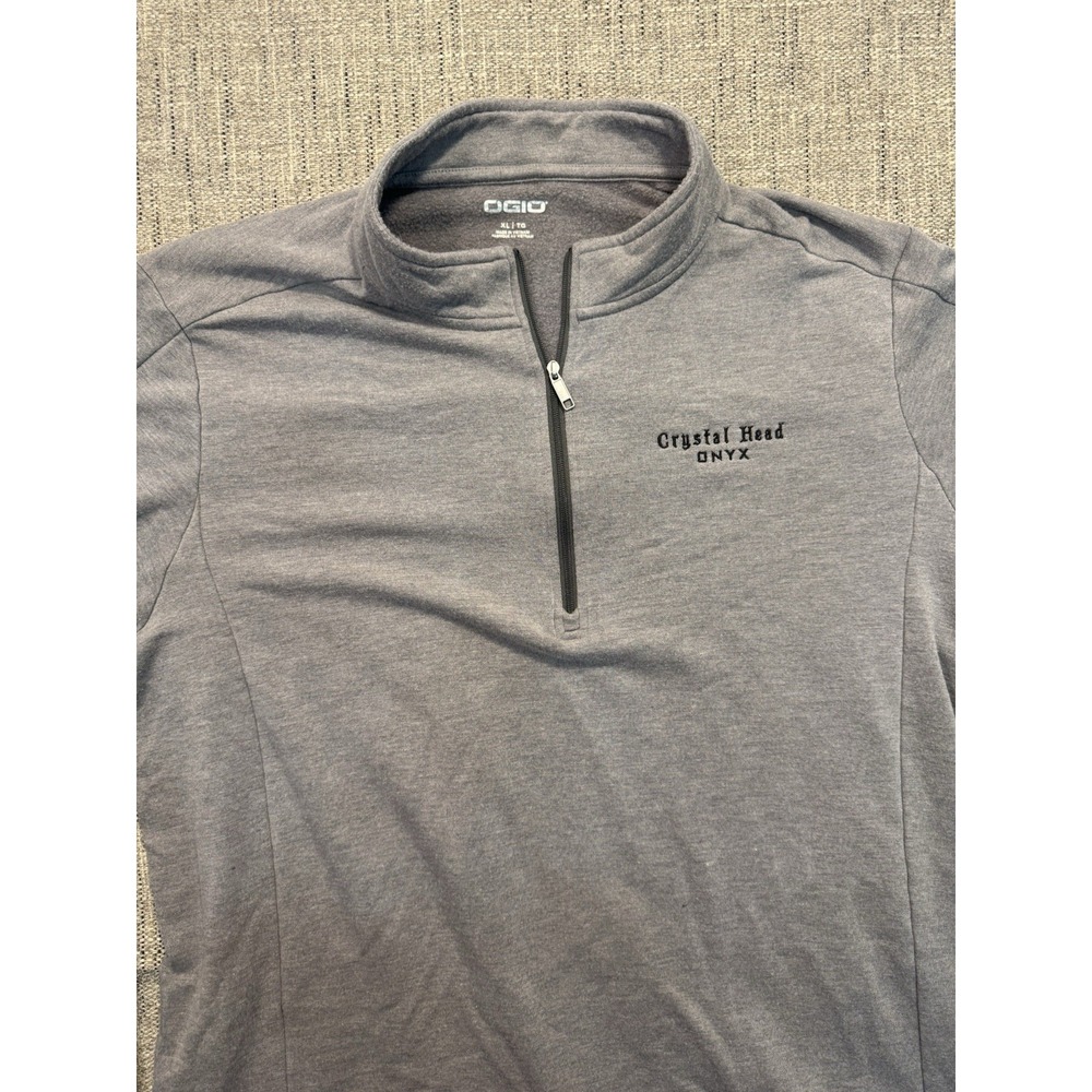 Crystal Head Vodka Onyx Pullover Quarter Zip Long Sleeve‎ Grey Sweater Size XL